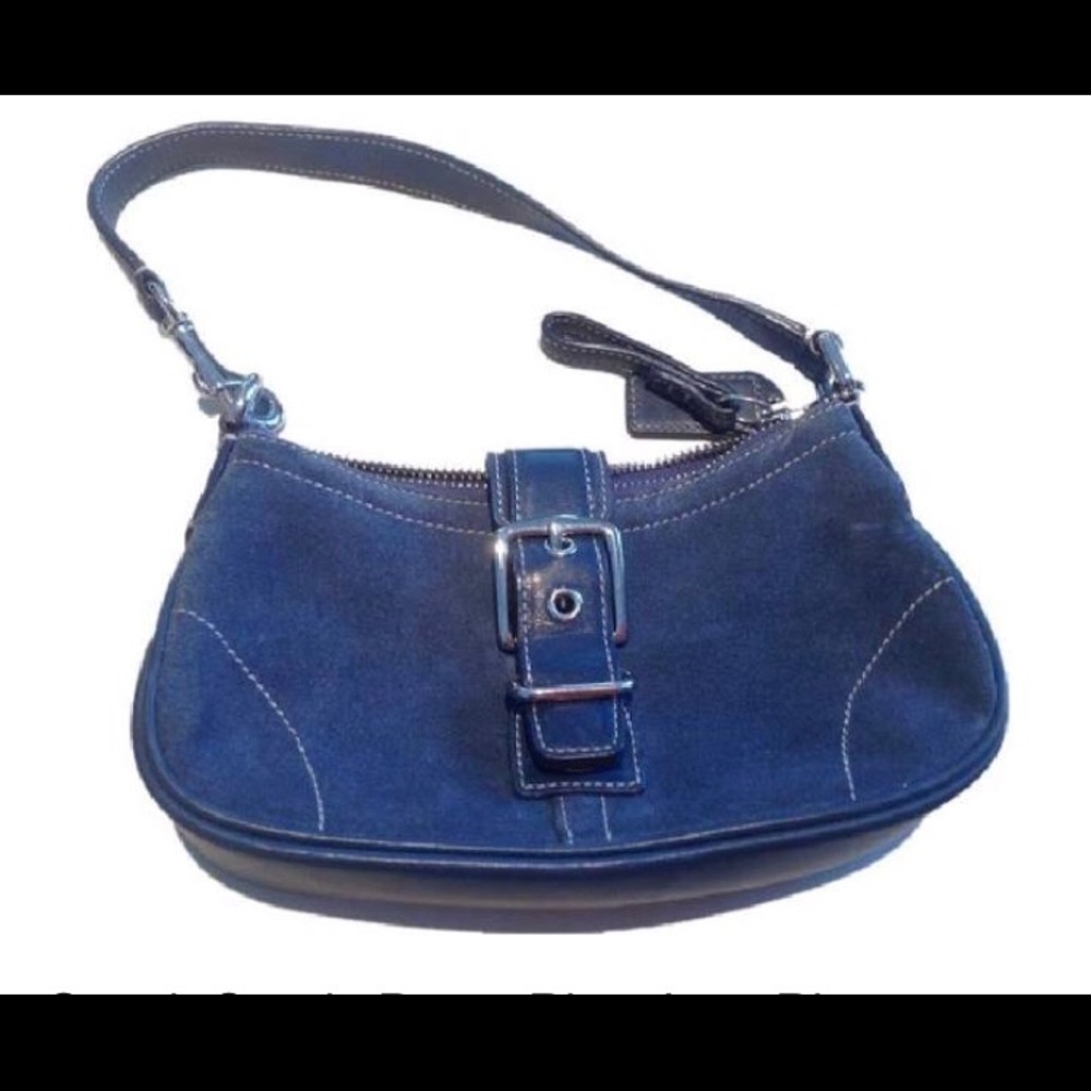 Coach Suede Blue Jean Blue Leather Shoulder Bag